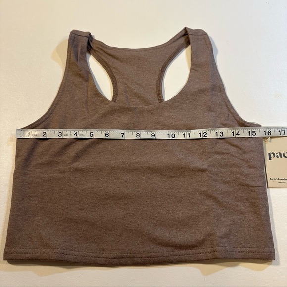 NWT Pact Deep Taupe Heather Organic Cotton Blend Racerback Crop Top - Picture 4 of 8